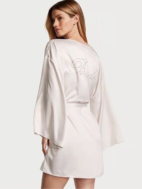 Victoria's Secret White 'Bride' Crystal Satin Robe